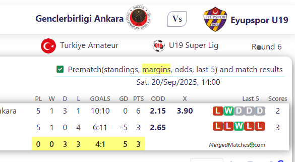 Genclerbirligi Ankara Vs Eyupspor U19 screenshot