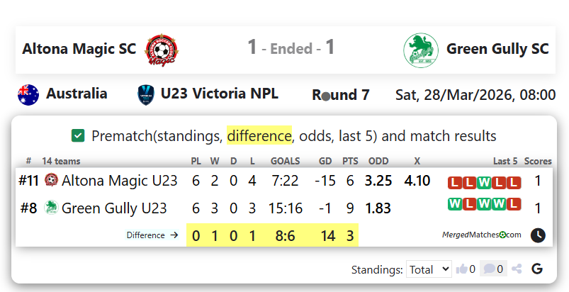 Altona Magic SC Vs Green Gully SC screenshot