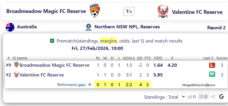 Broadmeadow Magic FC Reserve Vs Valentine FC Reserve screenshot