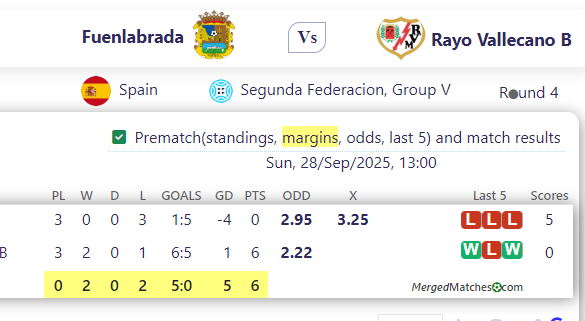 Fuenlabrada Vs Rayo Vallecano B screenshot
