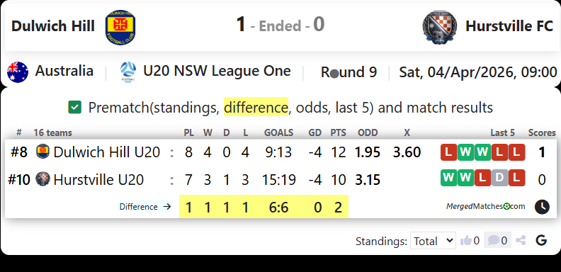 Dulwich Hill Vs Hurstville FC screenshot