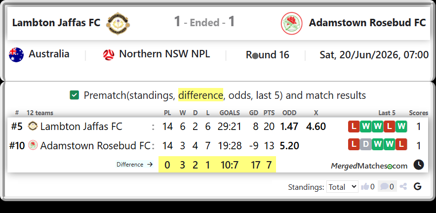 Lambton Jaffas FC Vs Adamstown Rosebud FC screenshot
