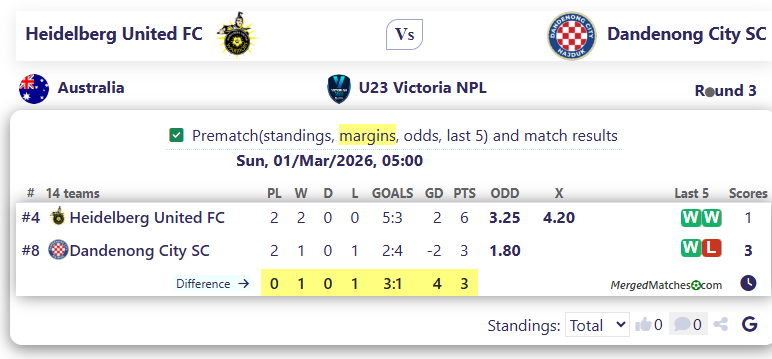 Heidelberg United FC Vs Dandenong City SC screenshot