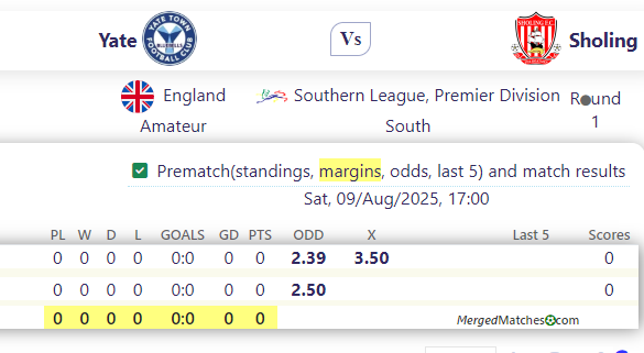 Yate Vs Sholing screenshot