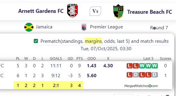 Arnett Gardens FC Vs Treasure Beach FC screenshot