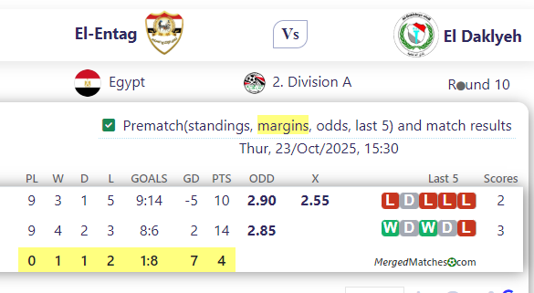 El-Entag Vs El Daklyeh screenshot