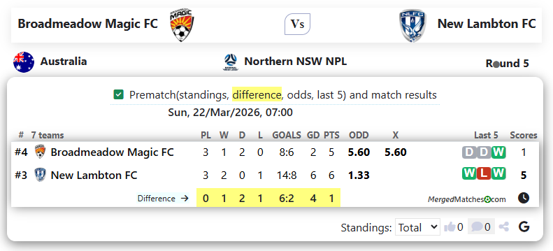 Broadmeadow Magic FC Vs New Lambton FC screenshot
