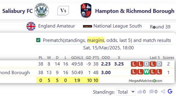 Salisbury FC Vs Hampton & Richmond Borough screenshot