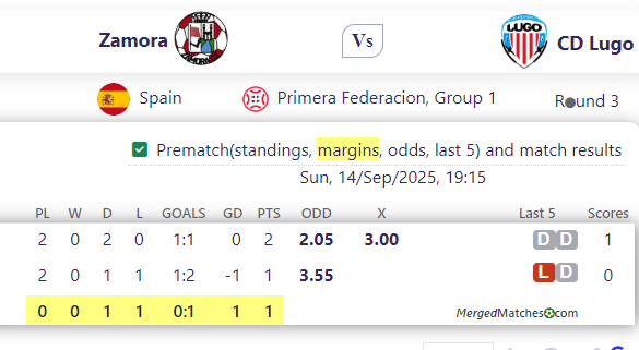 Zamora Vs CD Lugo screenshot