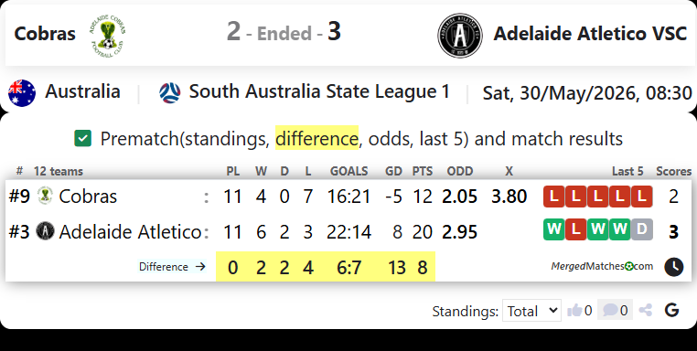 Adelaide Cobras Vs Adelaide Atletico VSC screenshot