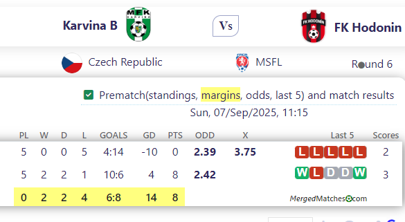 Karvina B Vs FK Hodonin screenshot