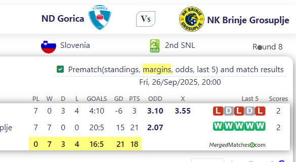 ND Gorica Vs NK Brinje Grosuplje screenshot