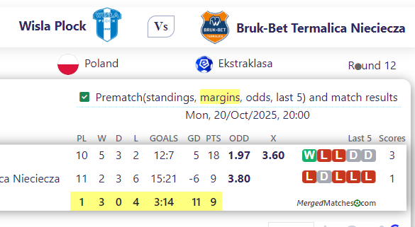 Wisla Plock Vs Bruk-Bet Termalica Nieciecza screenshot