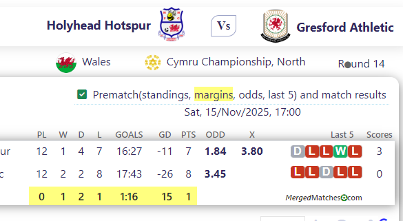 Holyhead Hotspur Vs Gresford Athletic screenshot