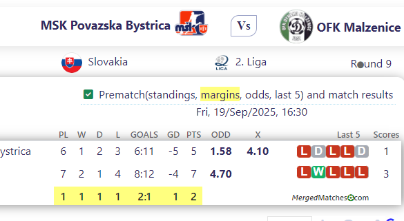 MSK Povazska Bystrica Vs OFK Malzenice screenshot