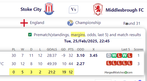 Stoke City Vs Middlesbrough FC screenshot