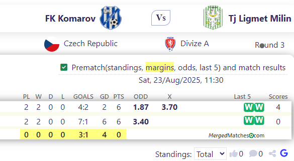 FK Komarov Vs Tj Ligmet Milin screenshot