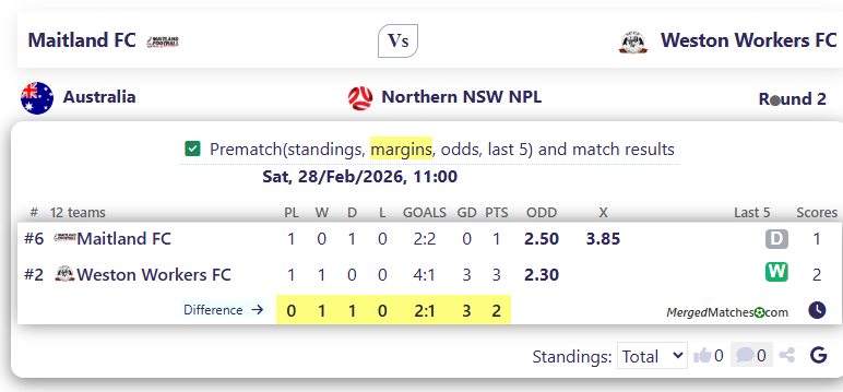 Maitland FC Vs Weston Workers FC screenshot