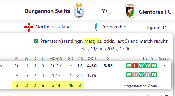 Dungannon Swifts Vs Glentoran FC screenshot