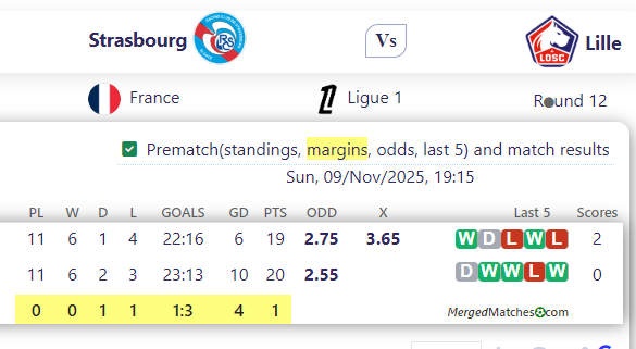 Strasbourg Vs Lille screenshot