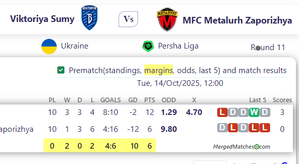 Viktoriya Sumy Vs MFC Metalurh Zaporizhya screenshot