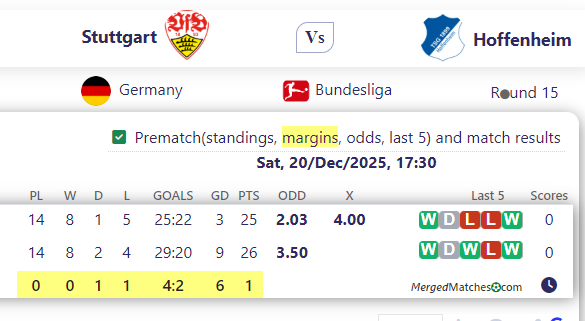 Stuttgart Vs Hoffenheim screenshot