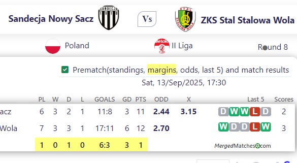 Sandecja Nowy Sacz Vs ZKS Stal Stalowa Wola screenshot