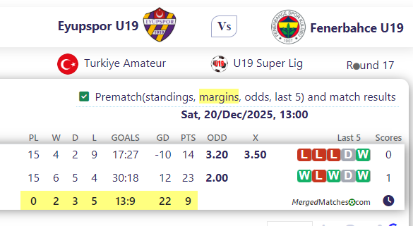 Eyupspor U19 Vs Fenerbahce U19 screenshot