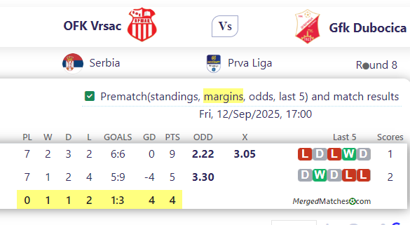 OFK Vrsac Vs Gfk Dubocica screenshot