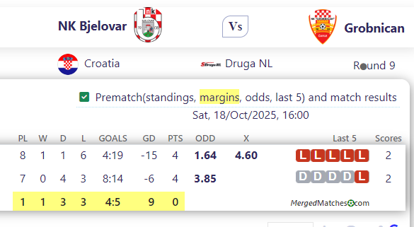 NK Bjelovar Vs Grobnican screenshot