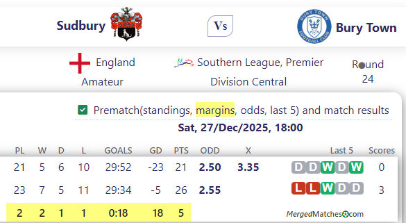 Sudbury Vs Bury Town screenshot