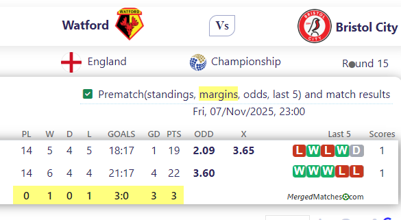 Watford Vs Bristol City screenshot