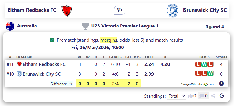 Eltham Redbacks FC Vs Brunswick City SC screenshot