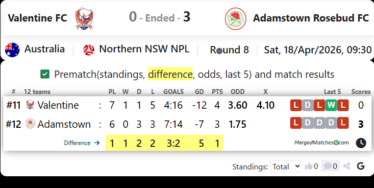 Valentine FC Vs Adamstown Rosebud FC screenshot