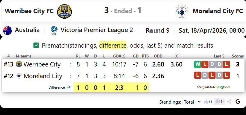 Werribee City FC Vs Moreland City FC screenshot