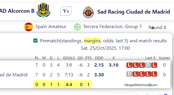 AD Alcorcon B Vs Sad Racing Ciudad de Madrid screenshot
