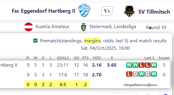 Fsc Eggendorf Hartberg II Vs SV Tillmitsch screenshot