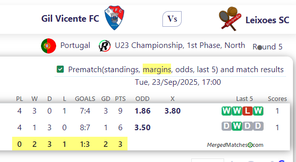 Gil Vicente FC Vs Leixoes SC screenshot