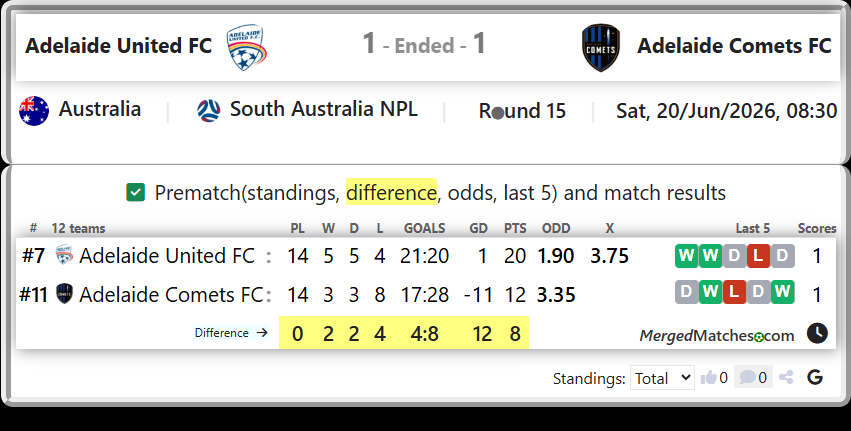 Adelaide United FC Vs Adelaide Comets FC screenshot