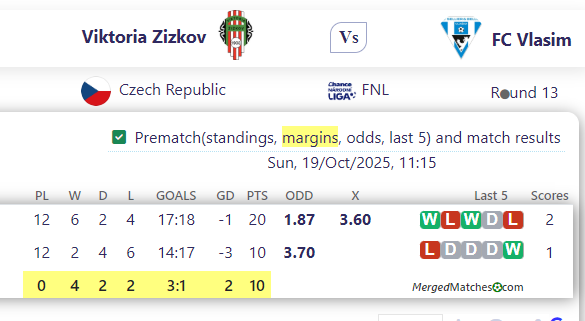 Viktoria Zizkov Vs FC Vlasim screenshot