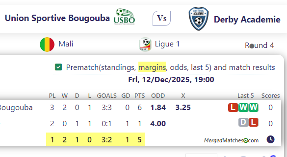 Union Sportive Bougouba Vs Derby Academie screenshot