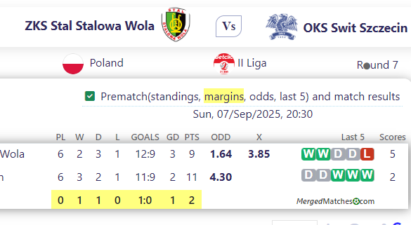 ZKS Stal Stalowa Wola Vs OKS Swit Szczecin screenshot
