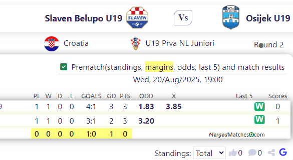 Slaven Belupo U19 Vs Osijek U19 screenshot