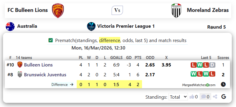 FC Bulleen Lions Vs Moreland Zebras screenshot