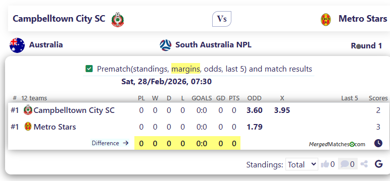 Campbelltown City SC Vs Metro Stars screenshot