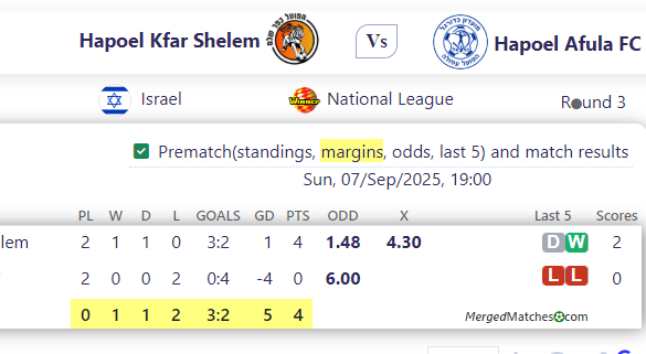 Hapoel Kfar Shelem Vs Hapoel Afula FC screenshot