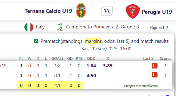 Ternana Calcio U19 Vs Perugia U19 screenshot