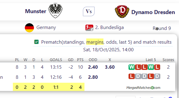 Munster Vs Dynamo Dresden screenshot