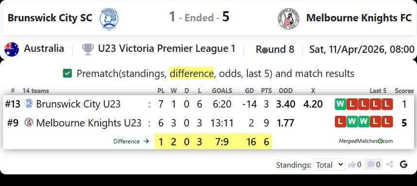 Brunswick City SC Vs Melbourne Knights FC screenshot