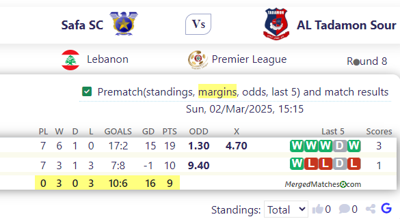 Safa SC Vs AL Tadamon Sour screenshot